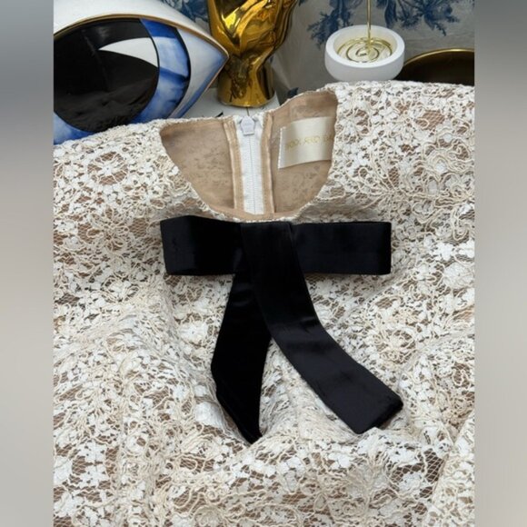 🆕 BRONX & BANCO 🧿 NWOT Courtney Long Sleeve White Lace Mini Dress, Sz L US 8 - Picture 13 of 15